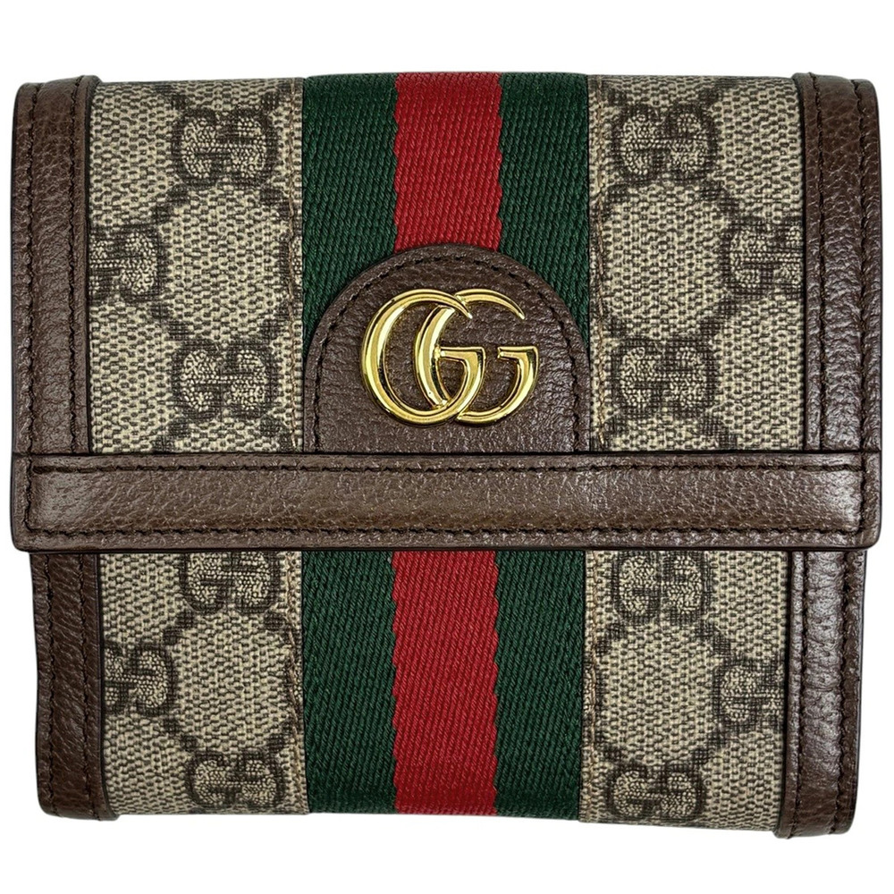 Gucci Ophidia GG Bi fold Wallet Double G Supreme Brown